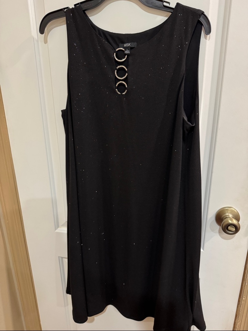 MSK Black Sleeveless Mini Dress with Three Decorative Rings